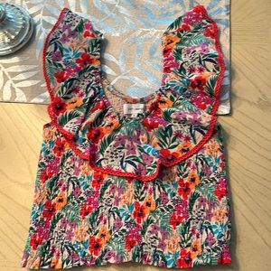 Lost & Wander colorful off the shoulder crop top